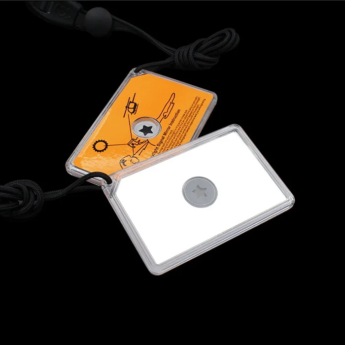 Portable Camping Daylight Signalling Mirror Survival Emergency Rescue Square Signal Mirror with Emergency Whistle