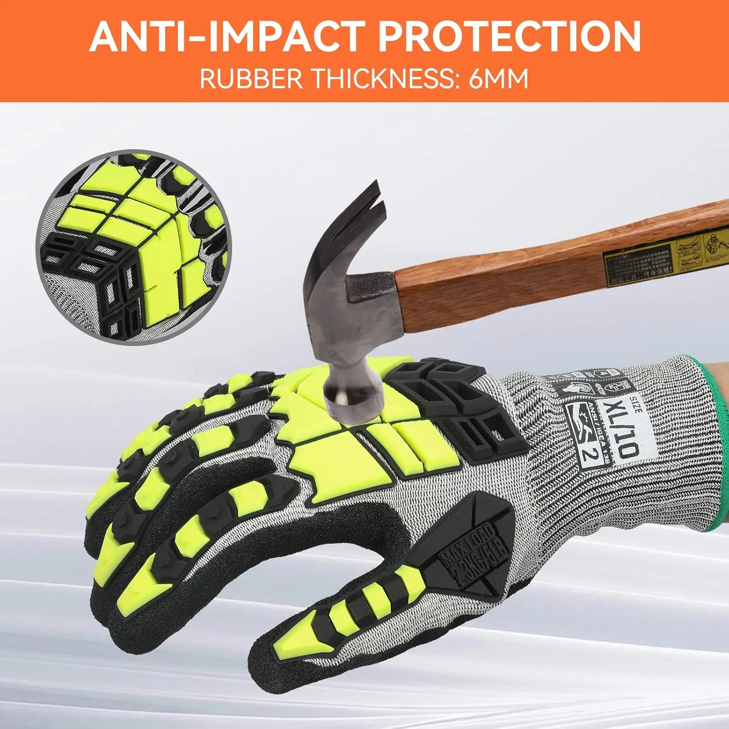 TPR for cut resistant anti-impact industry mechanical work safety gloves high impact gloves