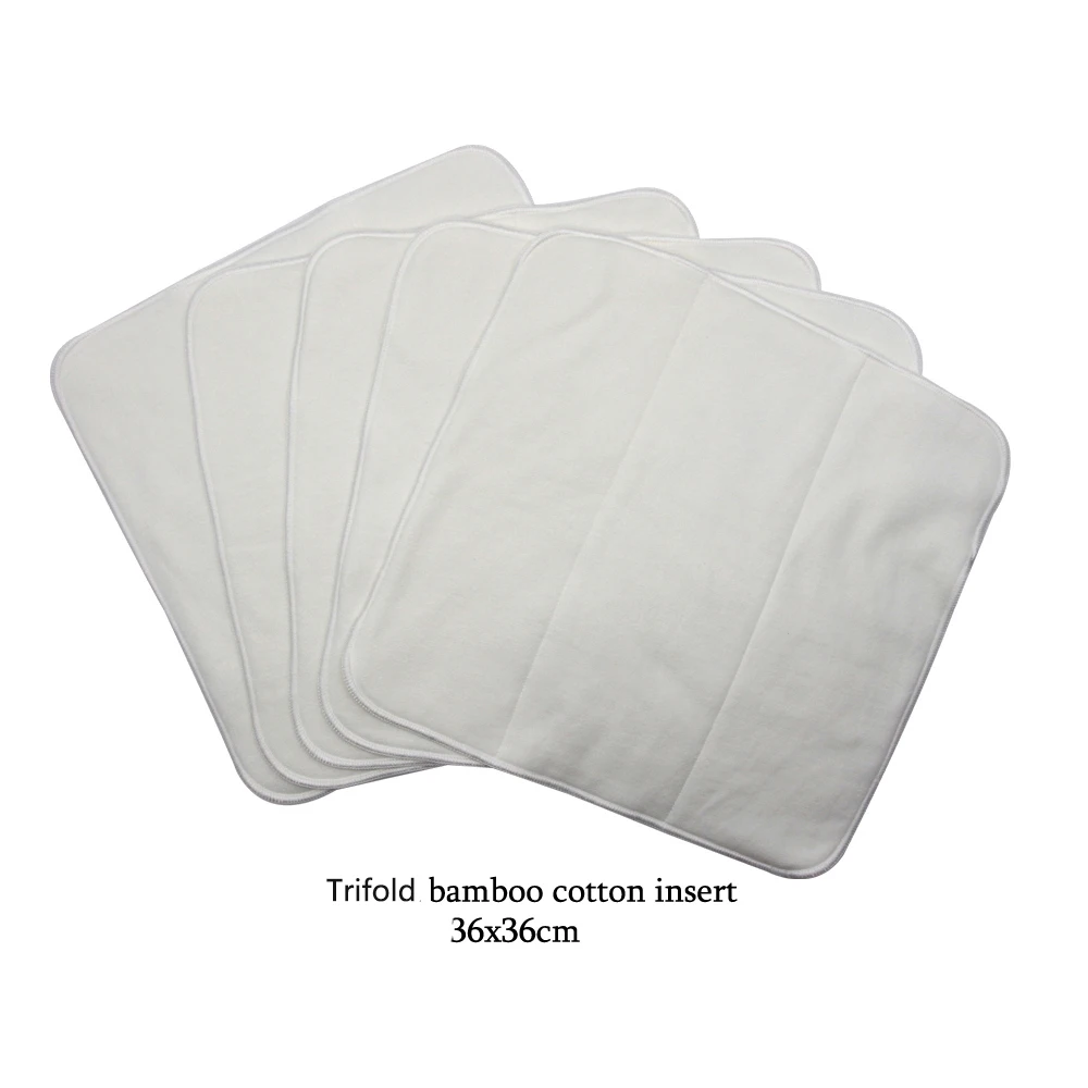 Washable cloth diaper nappy trifold insert absorbent bamboo cotton fold-ups prefolds nappy doubler soaker booster 36x36cm