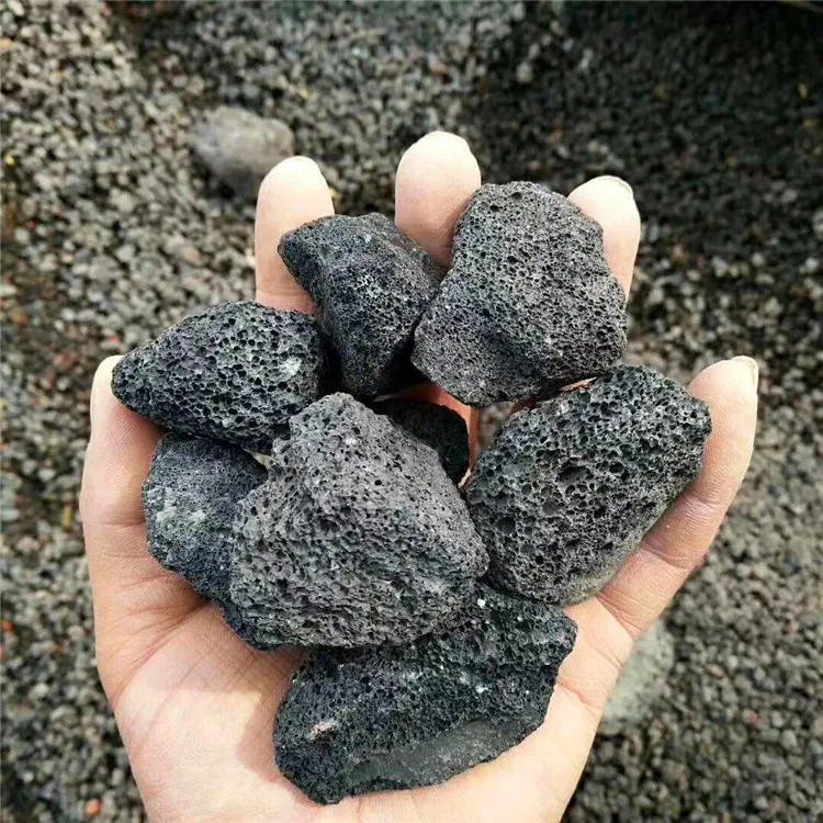 Black volcanic stone lava rock for garden decoration