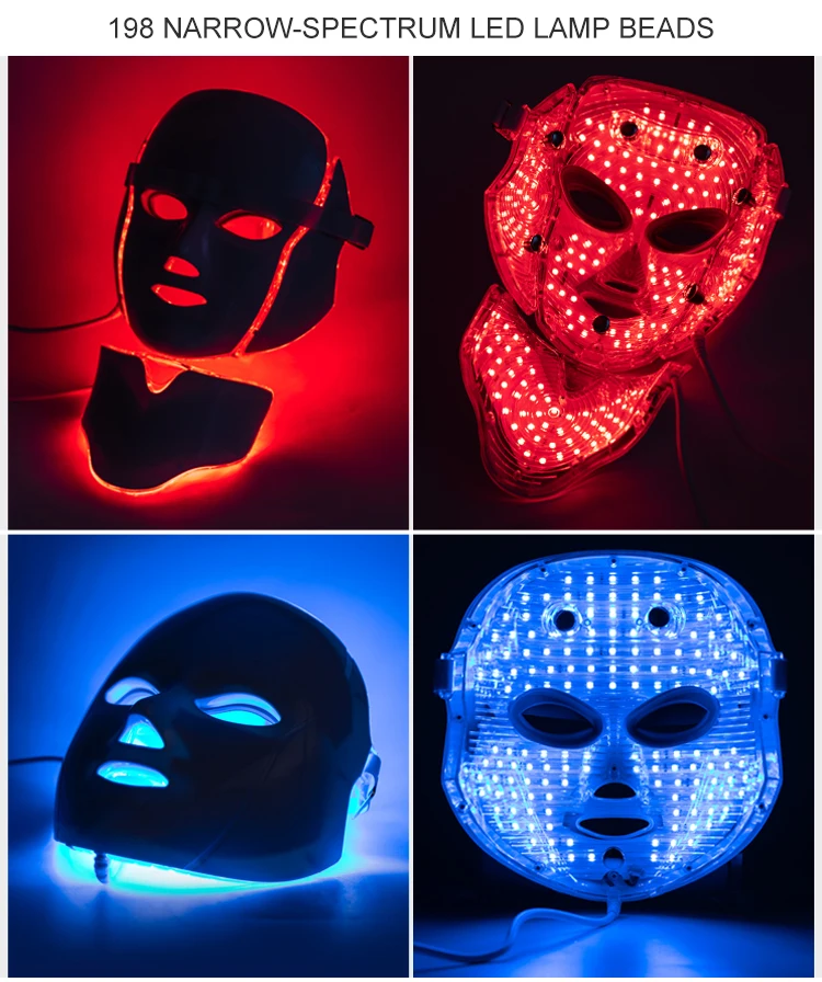 Home beauty skin care device 7 color led light face mask