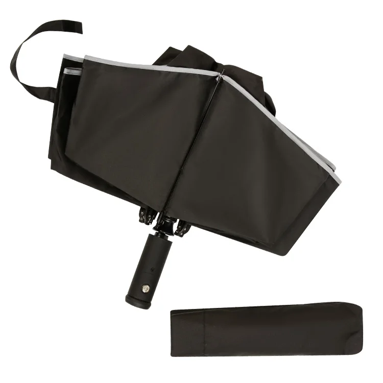 Flashlight rotatable handle fold umbrella reflective edge safe  umbrella