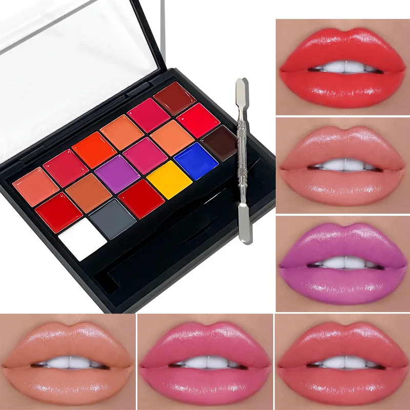 Custom Logo Makeup Cosmetics Lip Gloss Lipstick Palette 18 Colors Matte Lip Cream Palette