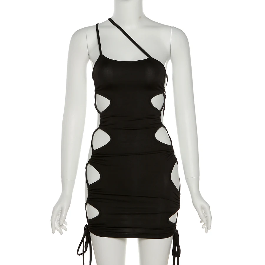 Sexy sheath dress sleeveless elastiffs  hollowed out binding for summer club 2022 new fashion bodycon dress