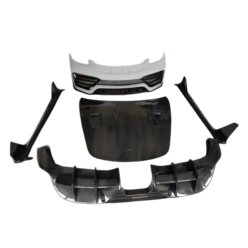 High quality carbon fiber PD style front bumper side skirts with rear diffuser for Porsche 718 Cayman Boxster body kit