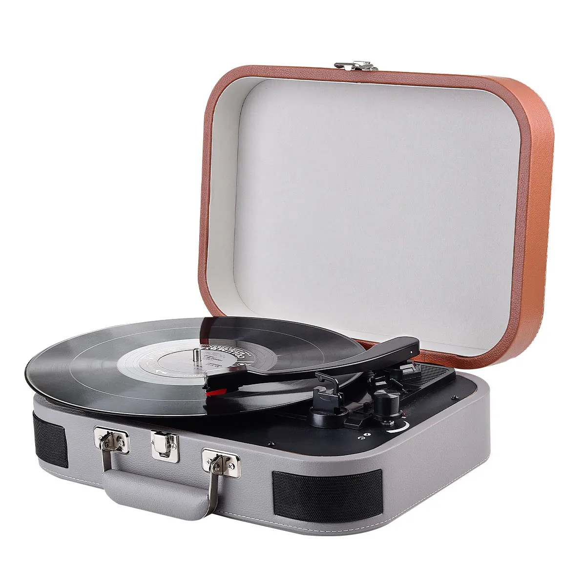 OEM Suitcase Bluetooth Vinyl Record Player Aux IN Phonograph LP Turntable Player With Pitch Control
