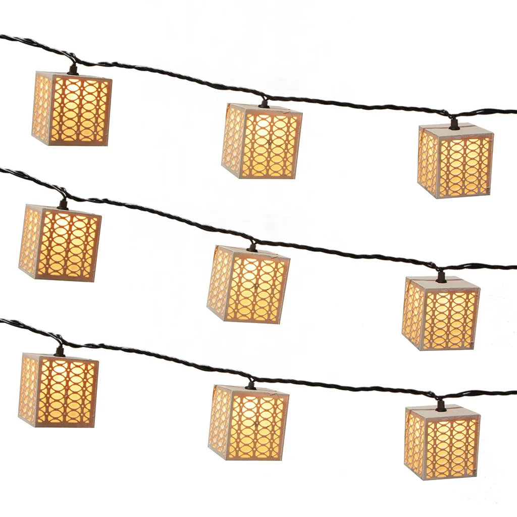 8.5FT Wooden Hollowed String Lights Outdoor Summer String Lights
