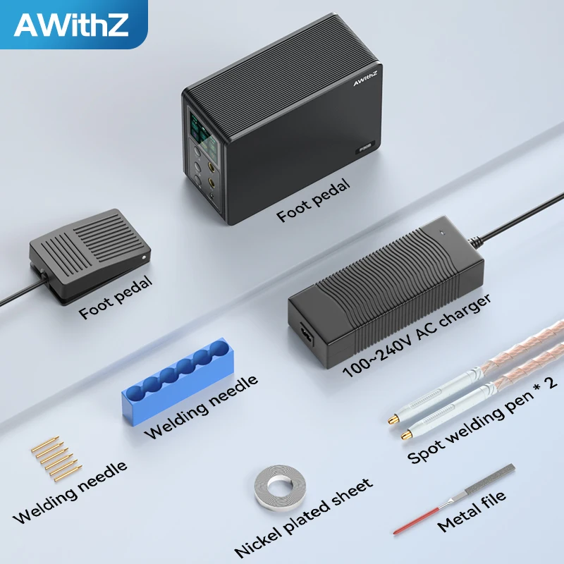 Awithz New Mini Spot Welding Machine 80-Level Adjustable LCE Screen 1.0mm 15A Charging Speed Preheat 1-10 for Welding