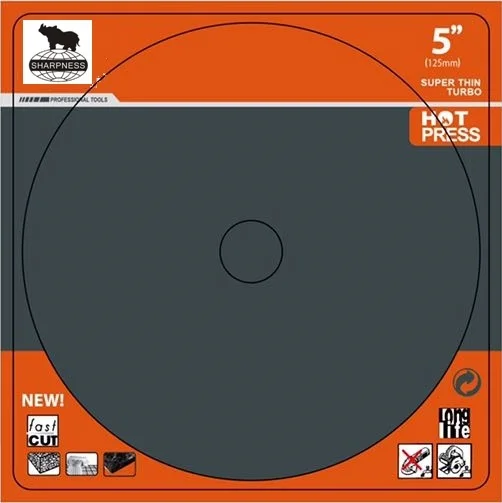 SHARPNESS Hot Press Orange Metal Cutting Blade/Wheel/Disc 125x1.4x22.23mm Max. Speed 12000RPM for Metal/Ceramic Cutting