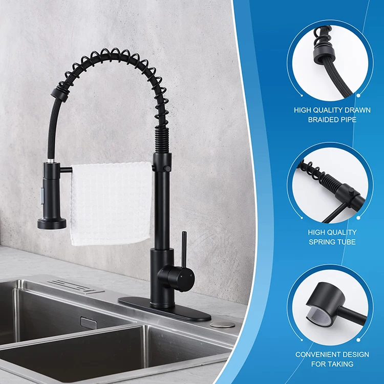 Cheap Pull Out Sprayer Spring Kitchen Mixer Pull Down Stainless Steel Kitchen Faucet