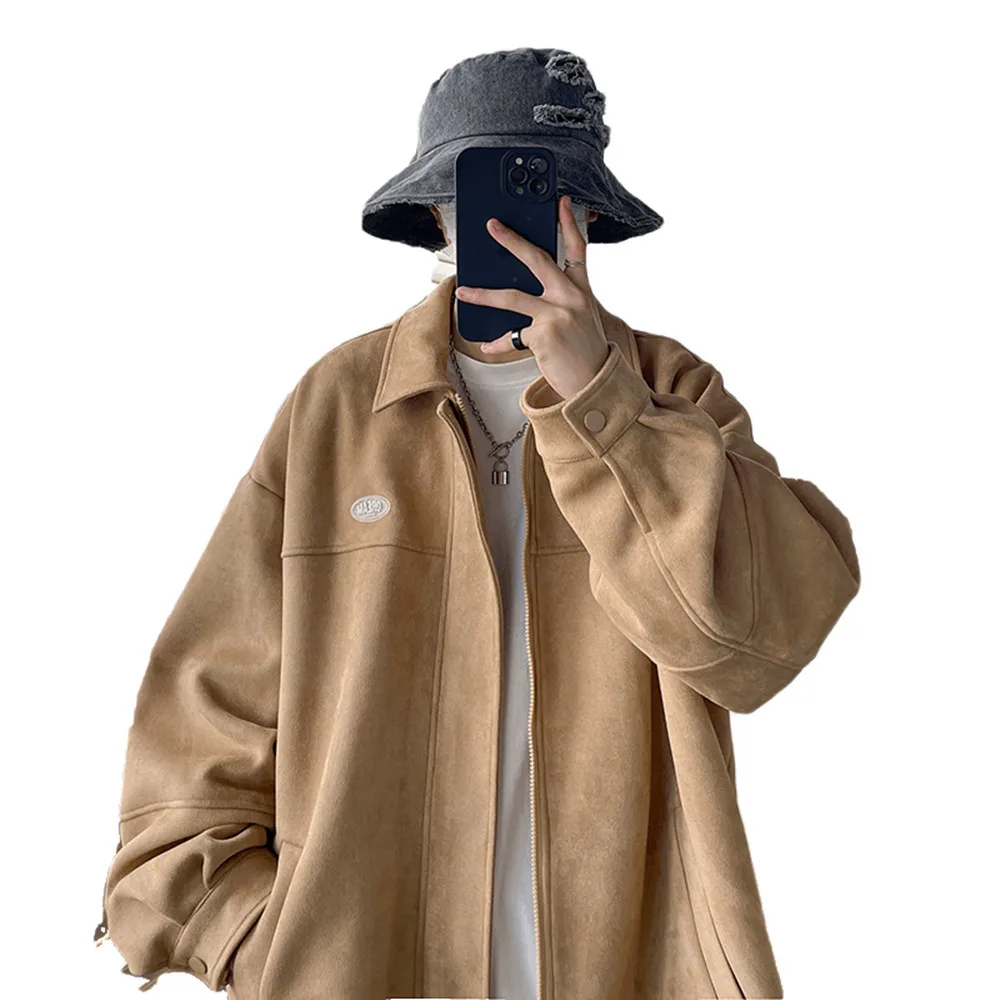 Stylish New Washed Design Casual Coat Pocket Jackets Mens Suede Jacket High Quality Turn Down Collar Blazer Men