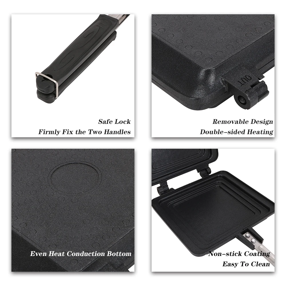 Aluminium Alloy Toster Grill Sandwich Maker Handle Press Nonstick Breakfas Toaster Sandwich Maker