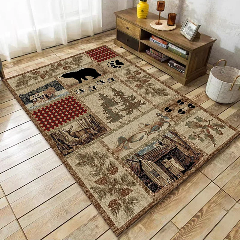 Modern Animal Pattern Polyester Living Room Rug Washable Cushioned Foam Mat for Home with Stylish Design for Bathroom Use