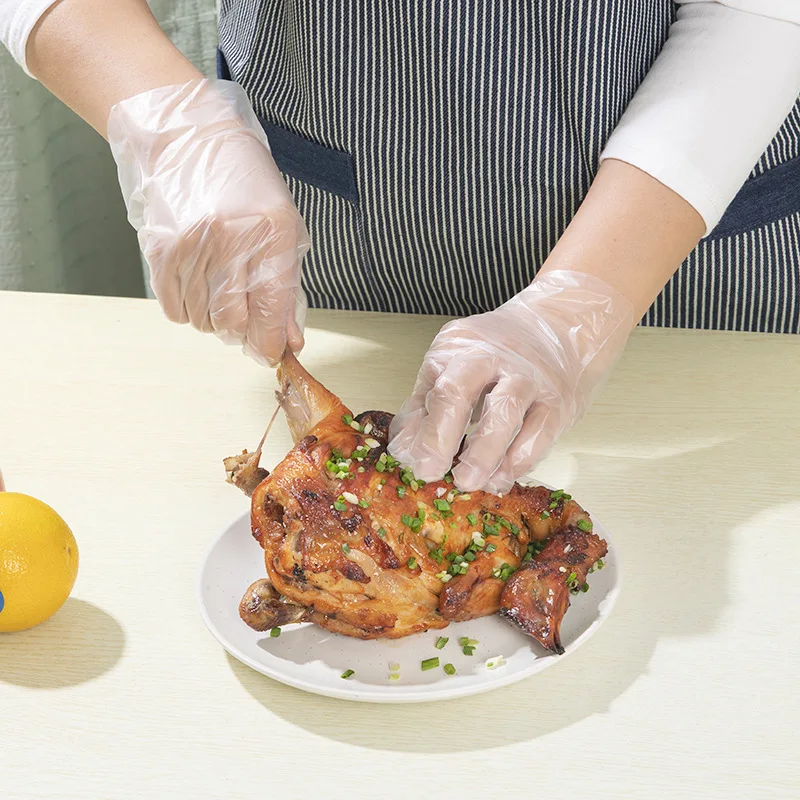 Disposable HDPE Gloves Thickened Plastic PE Film Durable Protective Extractor Crayfish Catering Hand Sleeve Transparent