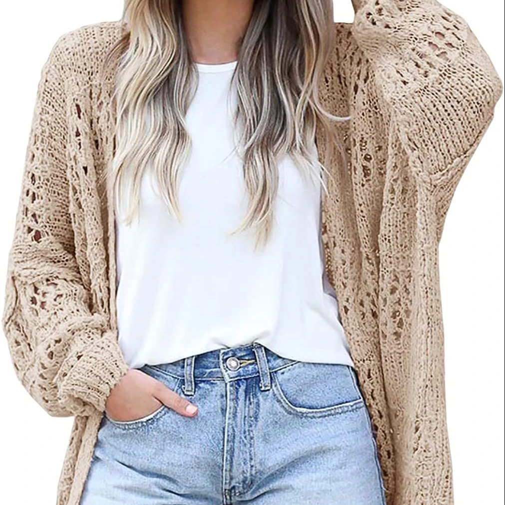 New Fashion Solid Color Women Knitted Set Cardigan Women Winter Cotton Cardigan