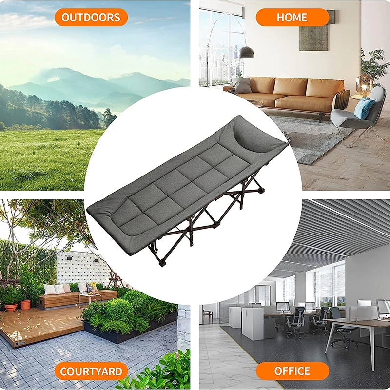 Portable Metal Beds Outdoor Indoor Beach Cots Picnic Recliner Office Single Travel Easy Garden Light Weight Camping Folding Bed