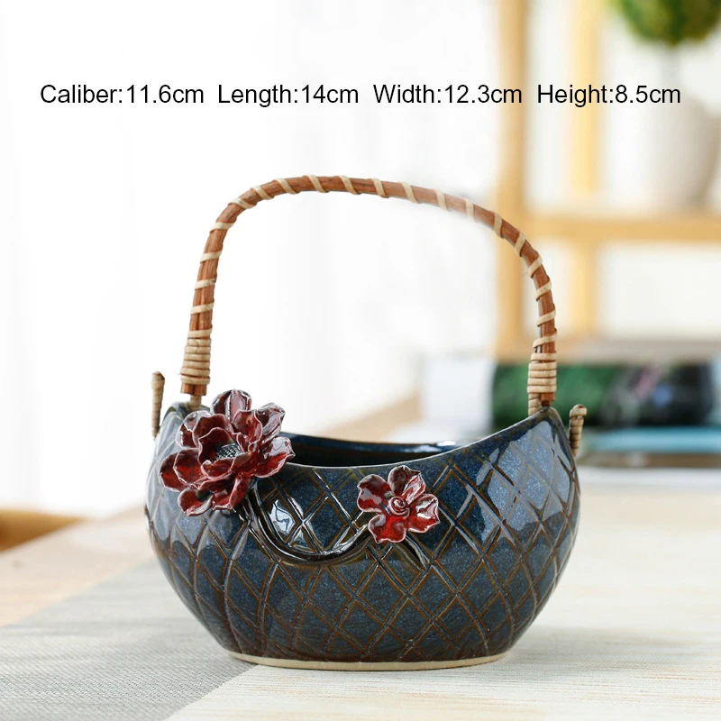 Wholesale Basket Design Ceramic Korean Succulent Plant Flower Pots