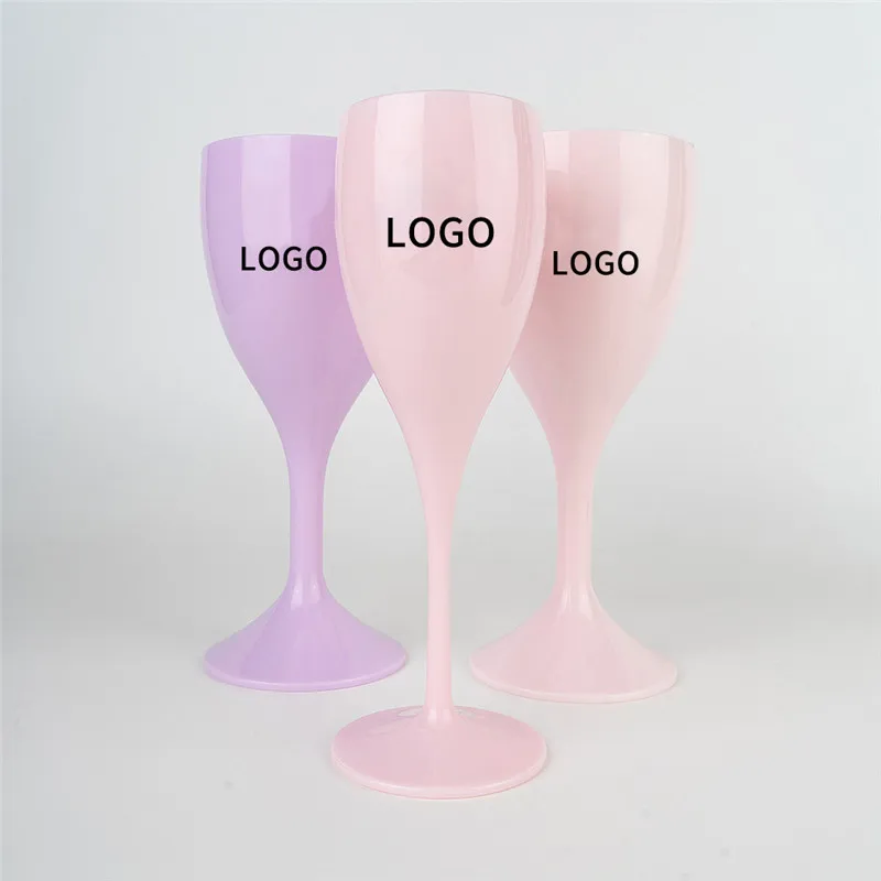 Custom hotel acrylic black personalized white color plastic glasses orange sublimation pink pp champagne glass flute