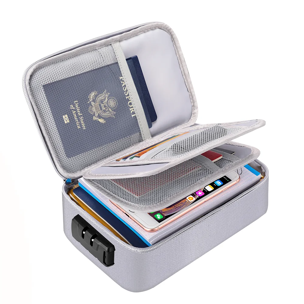 Wholesale Durable Portable Fire and Water-Resistant Safe Briefcase Money Certificate Bag with Lock Fireproof Document Bag