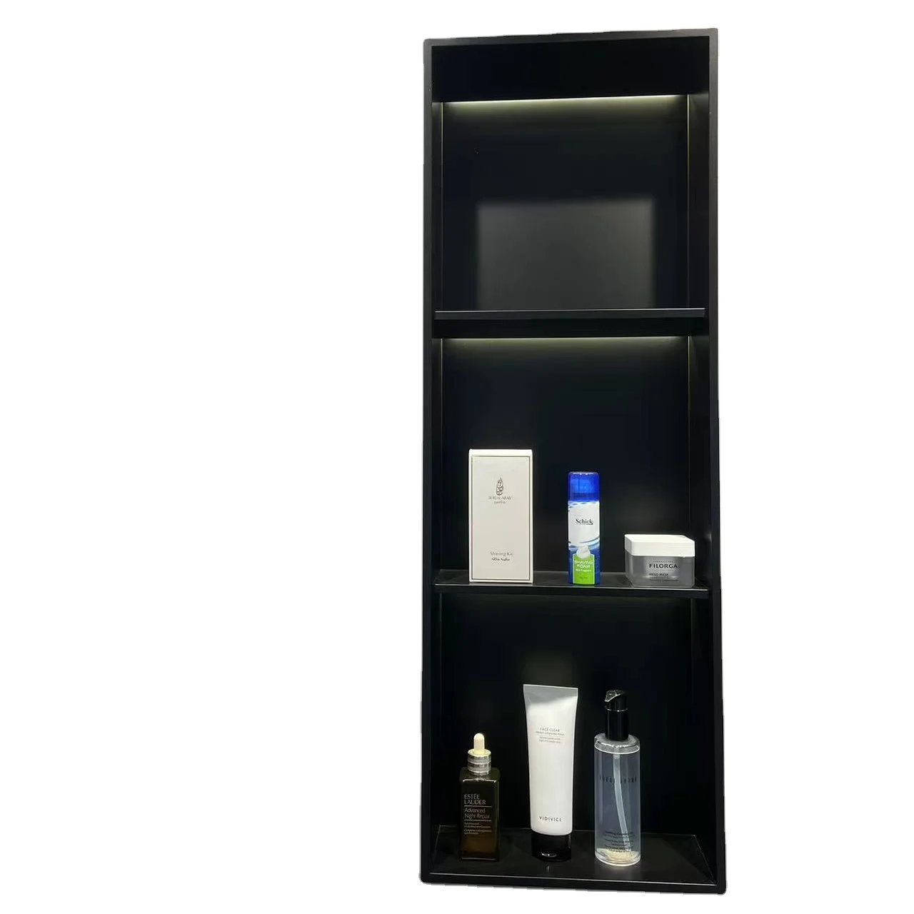 soap shampoo wall niche shower Triple Tier Bathroom Shower Stainless Steel Niche Recessed Rectangle Storage With Led Light Niche