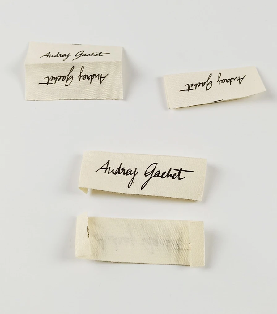 Custom Cotton Brand Name Fold Neck Garment Label Printed Clothing Care Cotton Labels