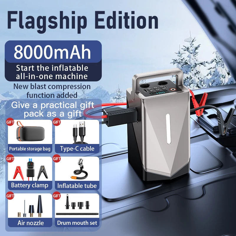 12400mah Powerful Jump Starter Big Capacity 2000A Peak Current for Car Battery Booster Starter 12V Qutdoor Car Emergency Tools