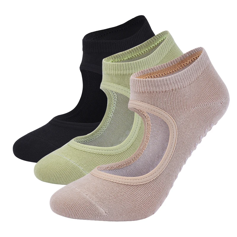 
Women High Quality Pilates Socks Anti-Slip Breathable Backless Yoga Socks Ankle Ladies Ballet Dance Sports Socks for Fitness Gym 