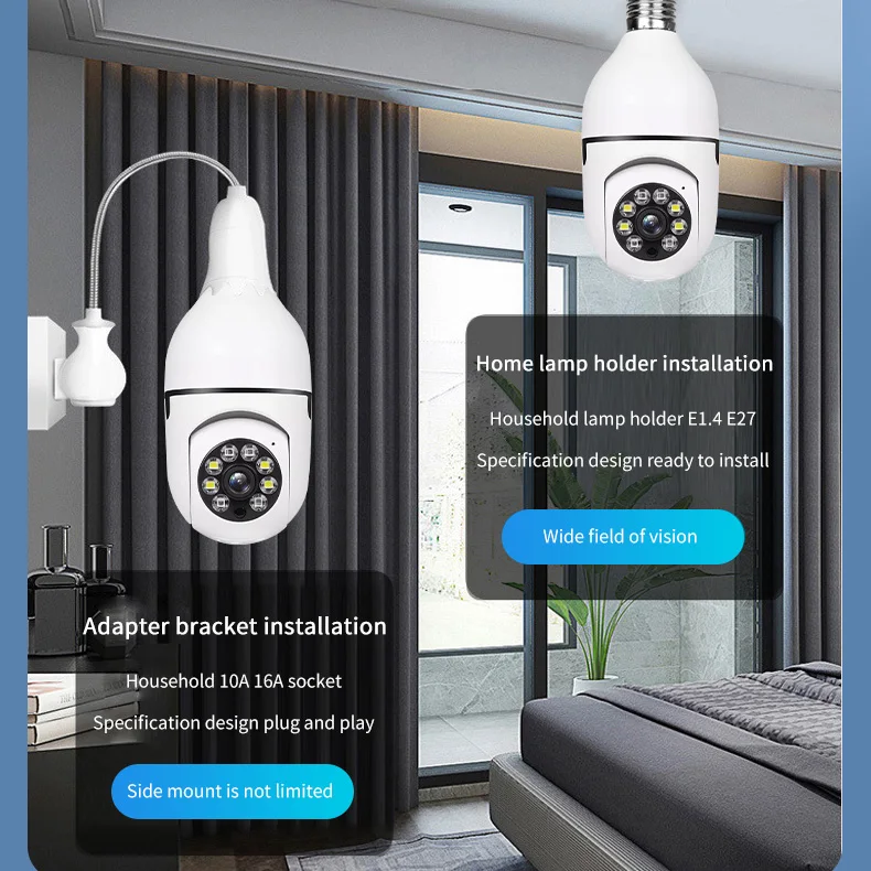 Remote Operation Full Color Night Vision Wireless Wifi PTZ Bulb Camera Professionnel Home Security Cameras Professionnel