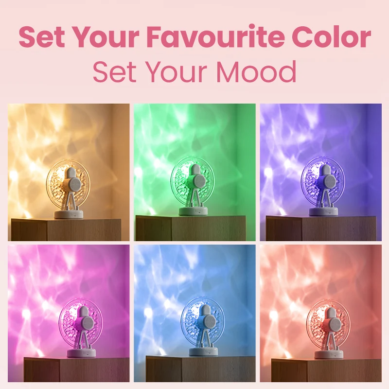 Romantic Ferris Wheel Sleep Aid Music Speaker Lamp 2000mAh Rechargeable Water Ripple Projector Night Light Mini Speaker Lamp