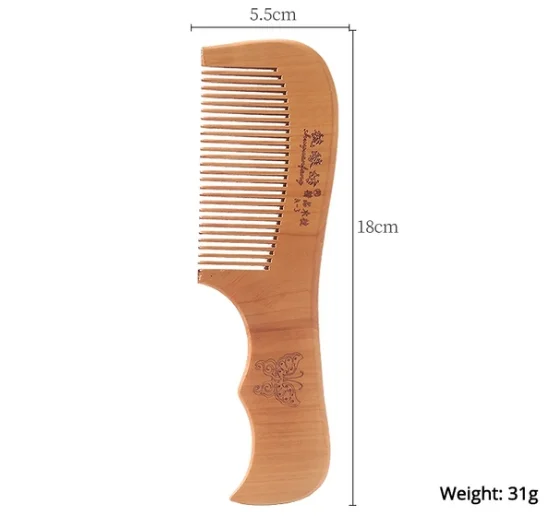 13Styles Natural Peach Wood Comb Anti-Static Handcrafted Fine Tooth Comb Massage Head Classic Comb Hair Styling Hair Care Tool