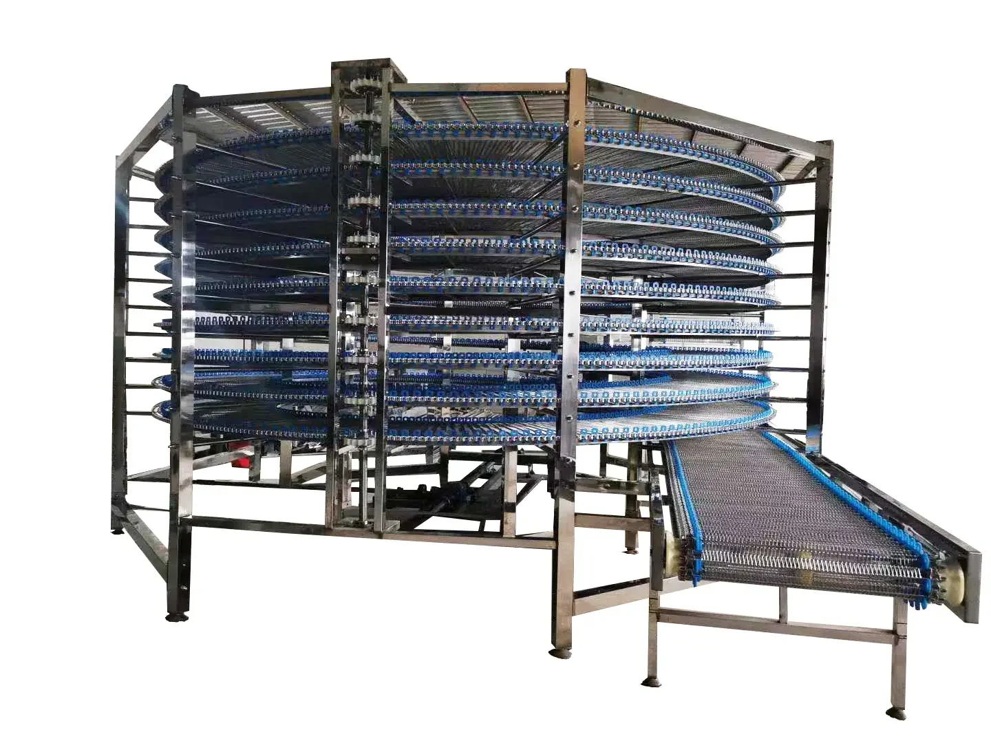 Multi-layer cooling and drying spiral tower dessert bread cake stainless steel mesh belt spiral tower conveyor machine