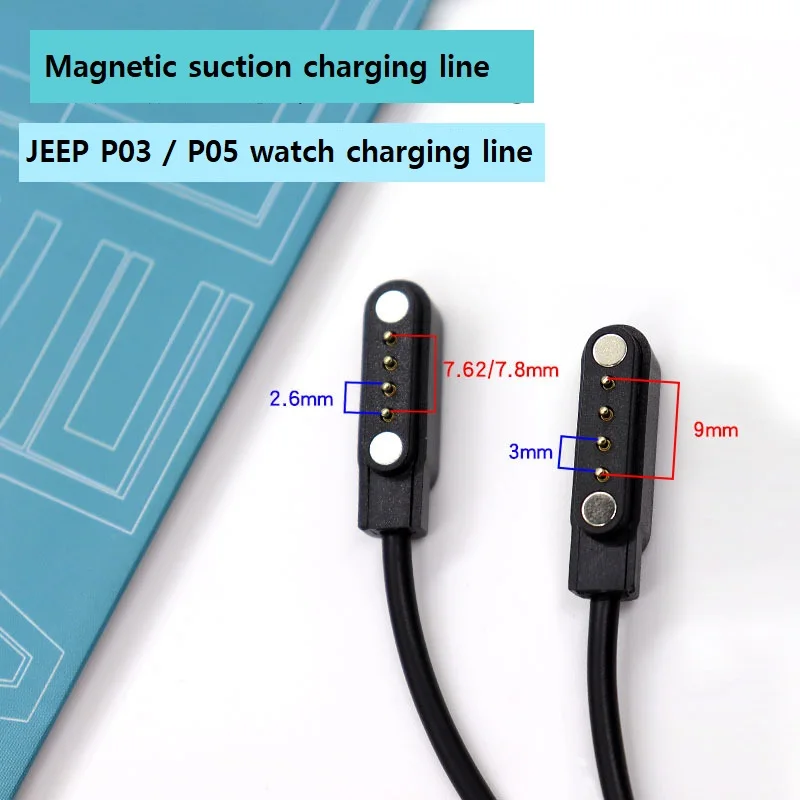 Smart Magnetic Charging Cable Usb To 2/4 Pin  7.62mm 4mm 2.84mm Magnetic Charger Cable Cord For Smart Watch Vacuum Cup in stock