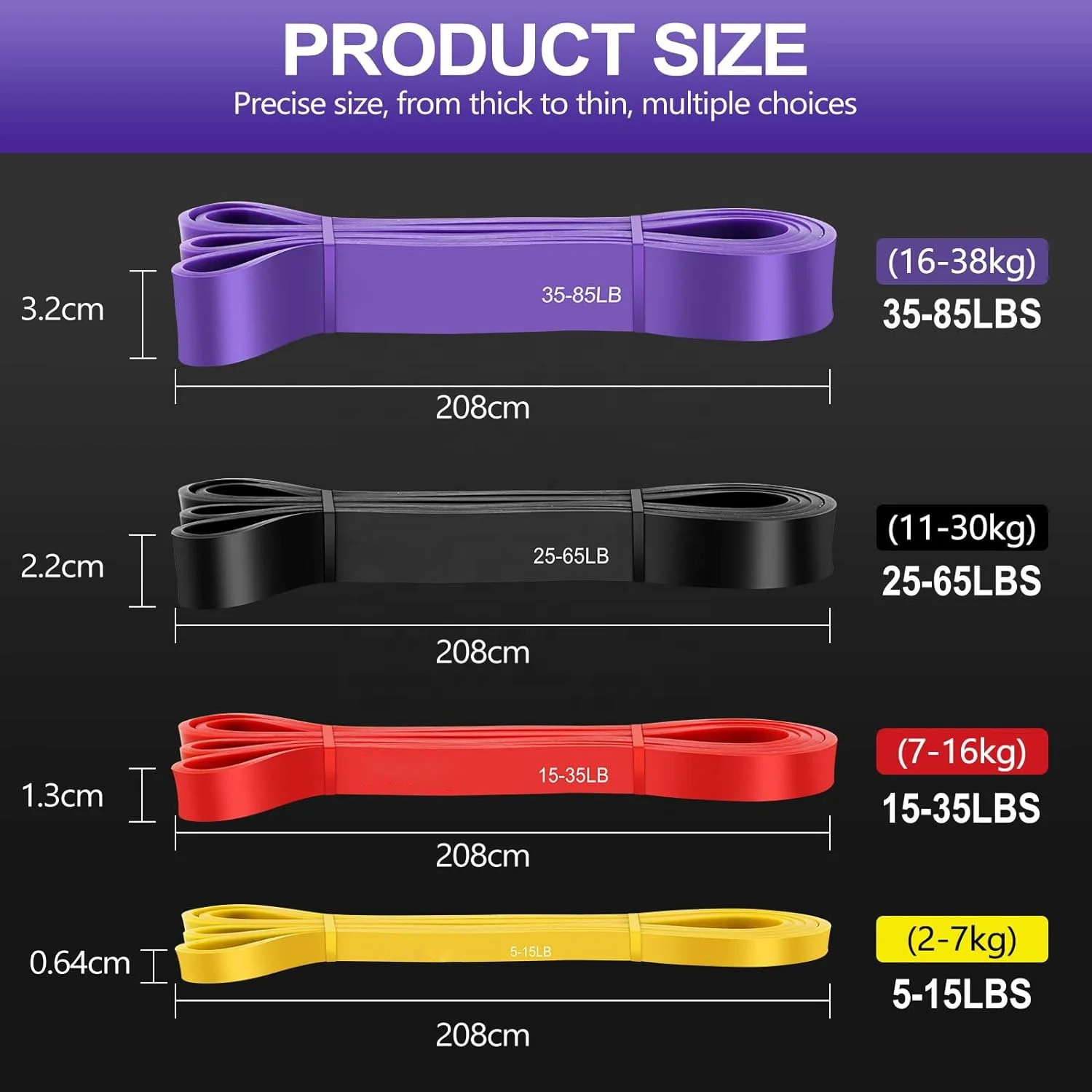 Amazon Hot selling Latex Rubber Long Heavy Duty Pull up resistance bands Strength training exercise for Gym Working out Fitness
