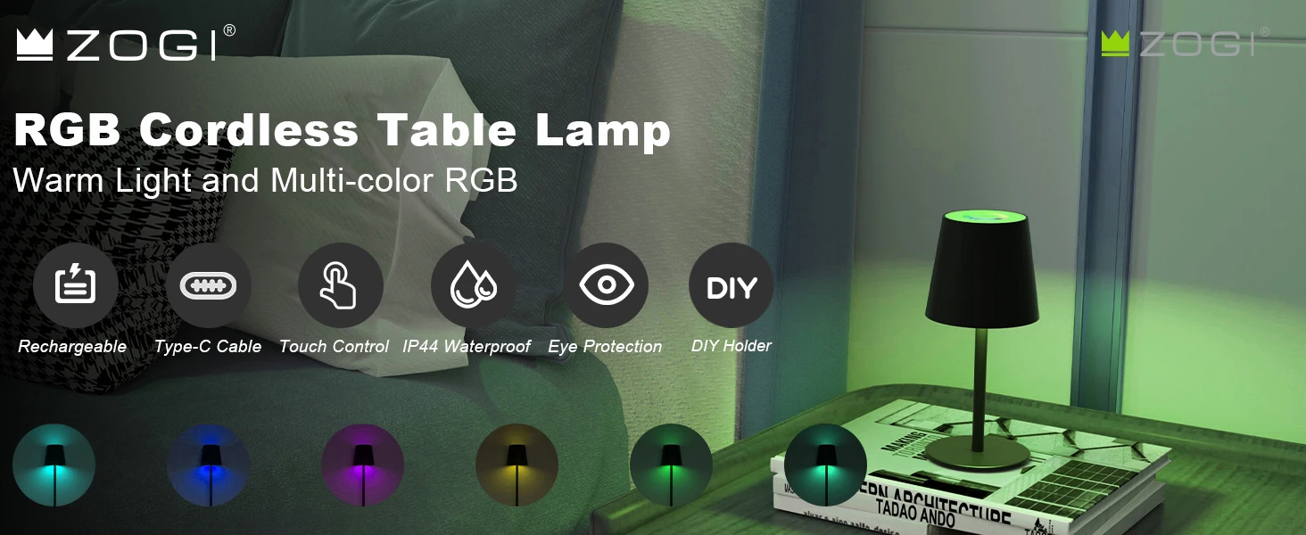 RGB свет гостиной современное освещение перезаряжаемая прикроватная Светодиодная настольная лампа