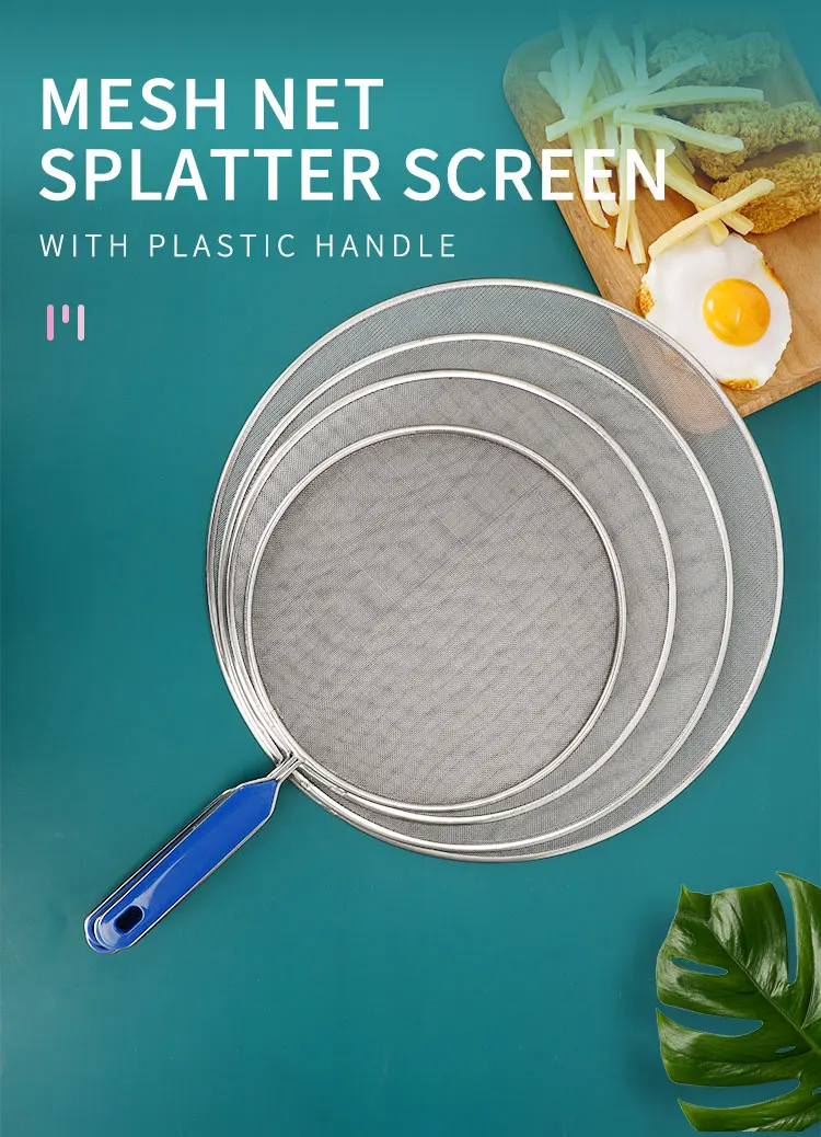 Kitchen Tools Stainless Steel Grease Guard Pan to Stop Hot Oil Splatter Screen Set for Frying Pan