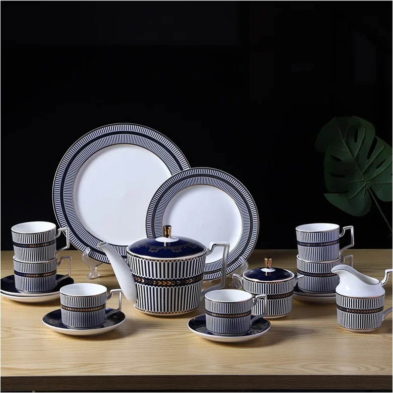 22pcs Royal Bone China Dinner Set Bone China Dinnerware Afternoon Tea Set With Cup Saucer