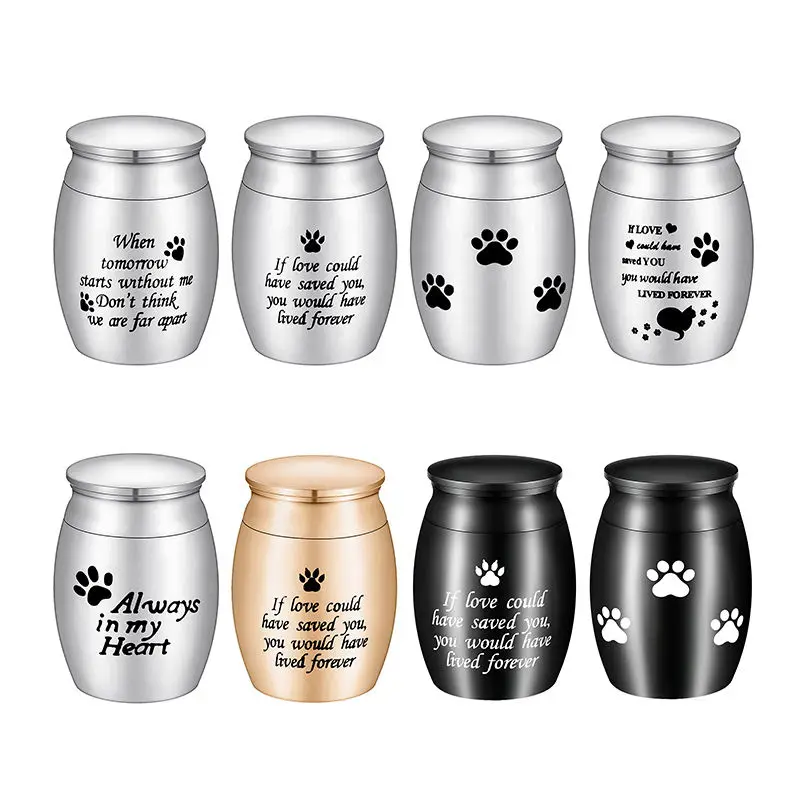 Funeral Keepsake Stainless Steel Mini Paw Print Cremation Pet Ash Urn