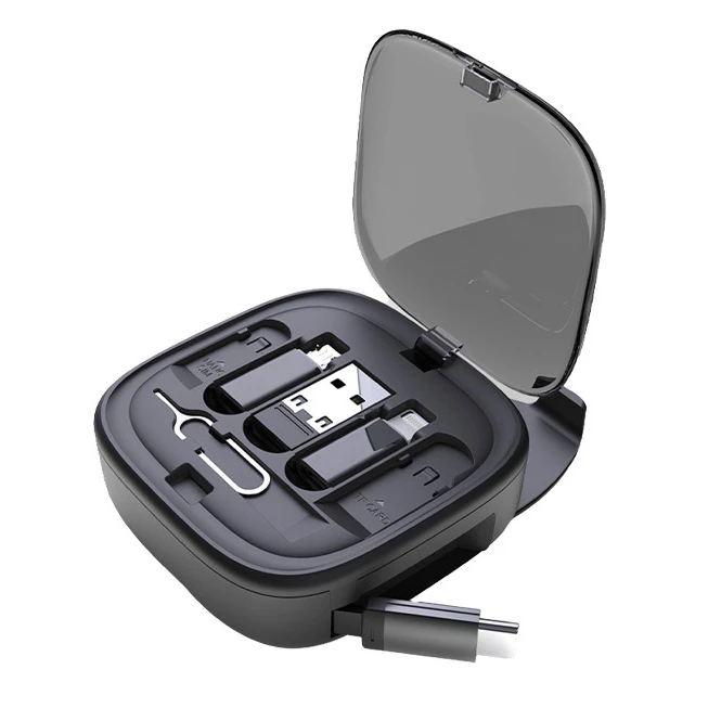 Multi Usb Adapter Kit Retractable Charging Cable, USB Data Adapter Kit 1m Multi Charging Cable Case Phone Holder