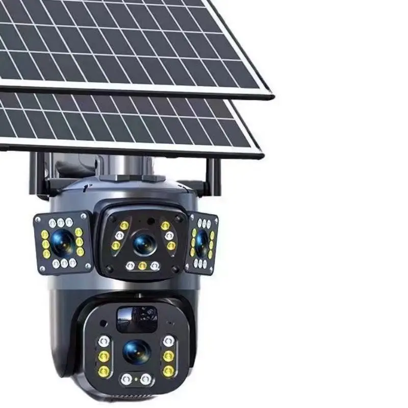 Three eyes solar monitor 4G 360 degree mobile phone remote outdoor night vision panoramic home high definition camera