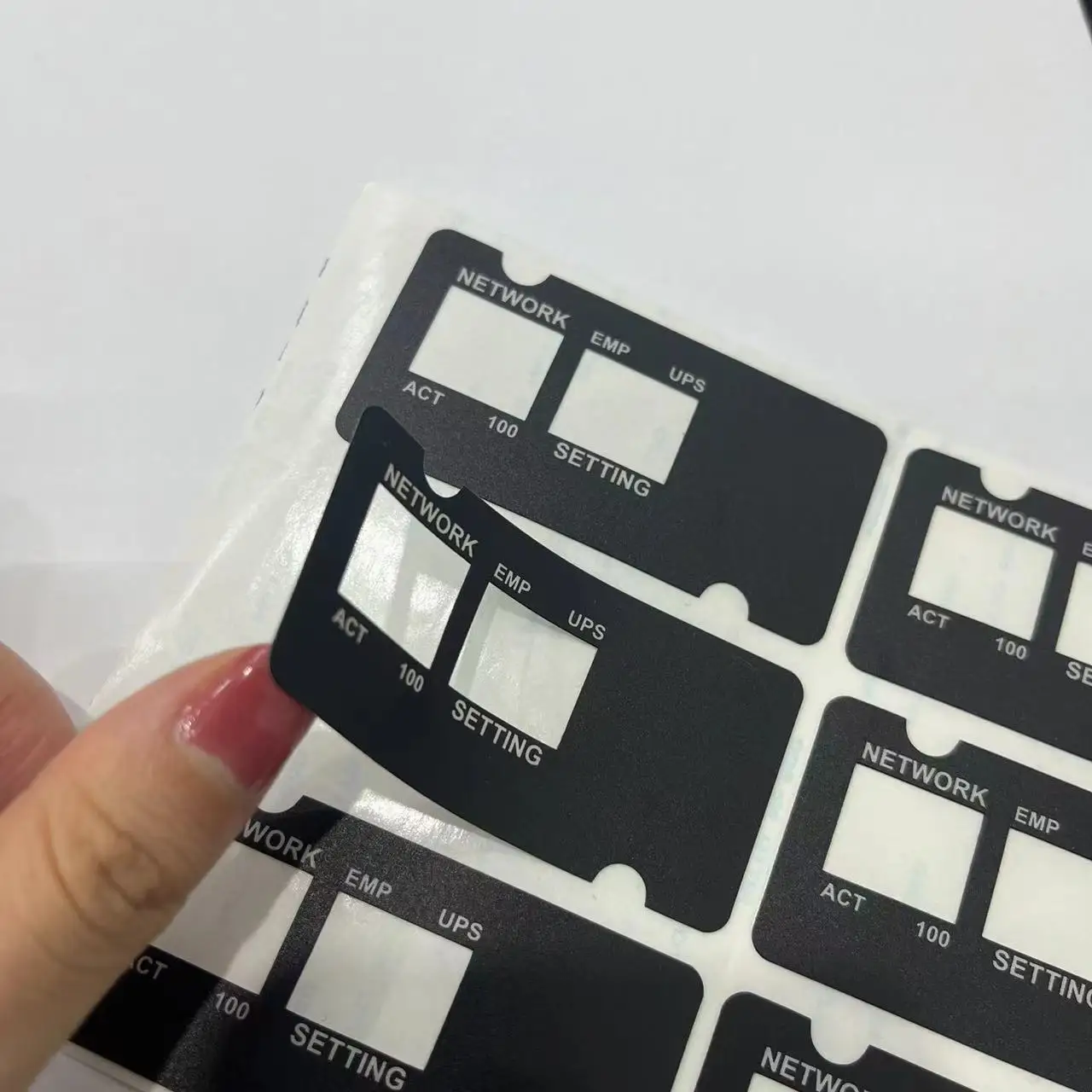 Пользовательские печатные этикетки Pc наклейки Lexan шелкография Матовая электрическая панель коробка переключатель наклейка компьютерный чехол этикетка