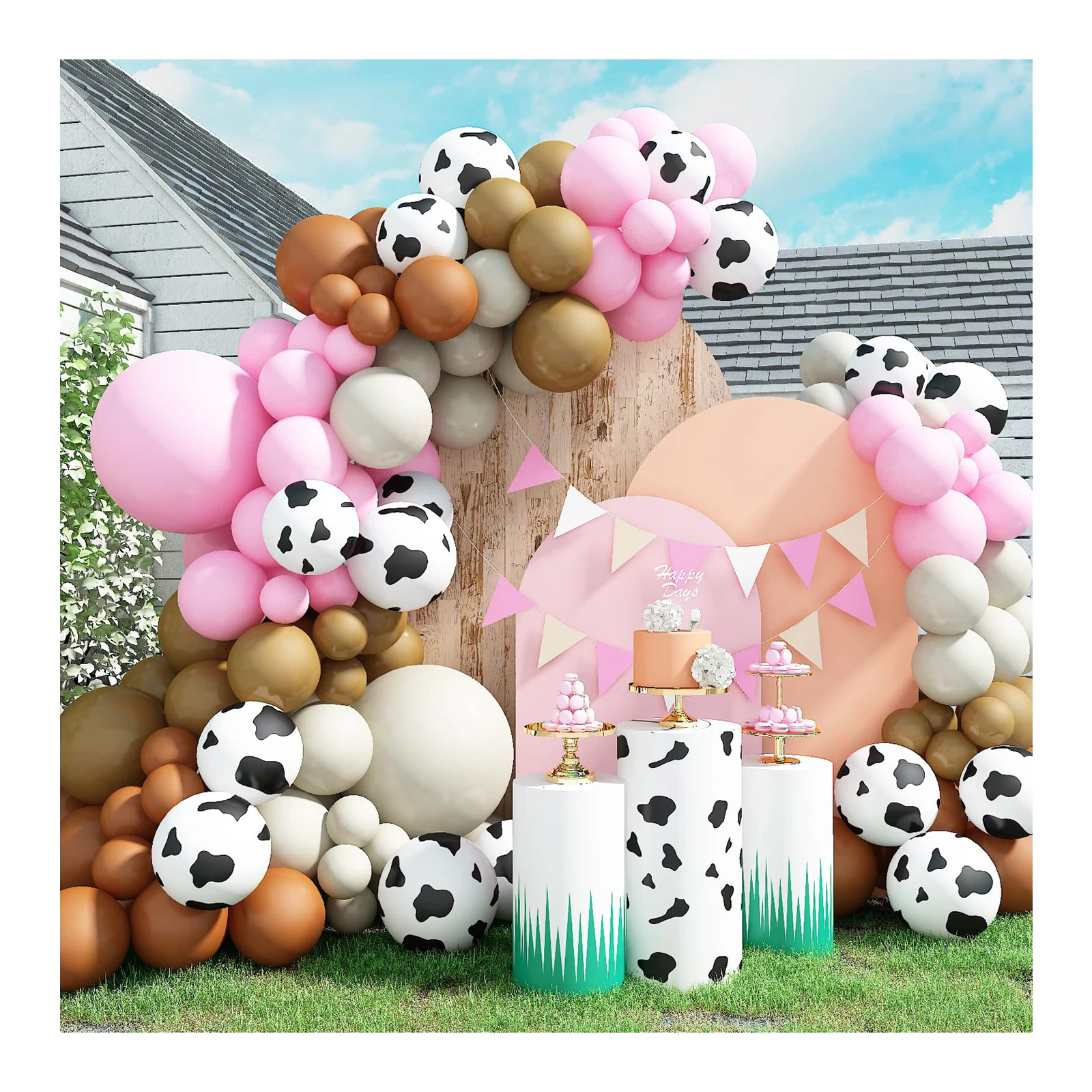 Cow Print Balloon Arch Kit Balloons Garland Arch Kit for Farm Party Cowboy Party Decorations Baby Shower Birthday Party