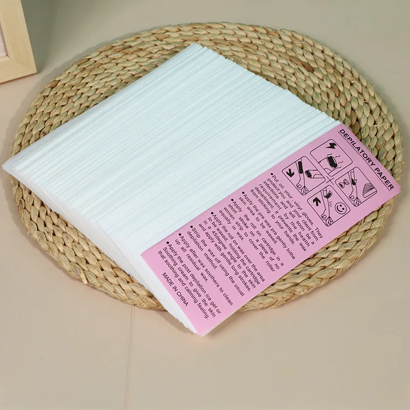 private label high quality 20*7cm hair removal wax paper depilatory non-woven fabric waxing paper with 100 pieces pack