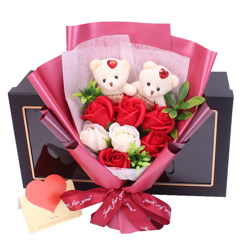 2021 Popular Gifts Soap Roses Bouquets 7 Rose heads Bouquets Including Gift Boxes