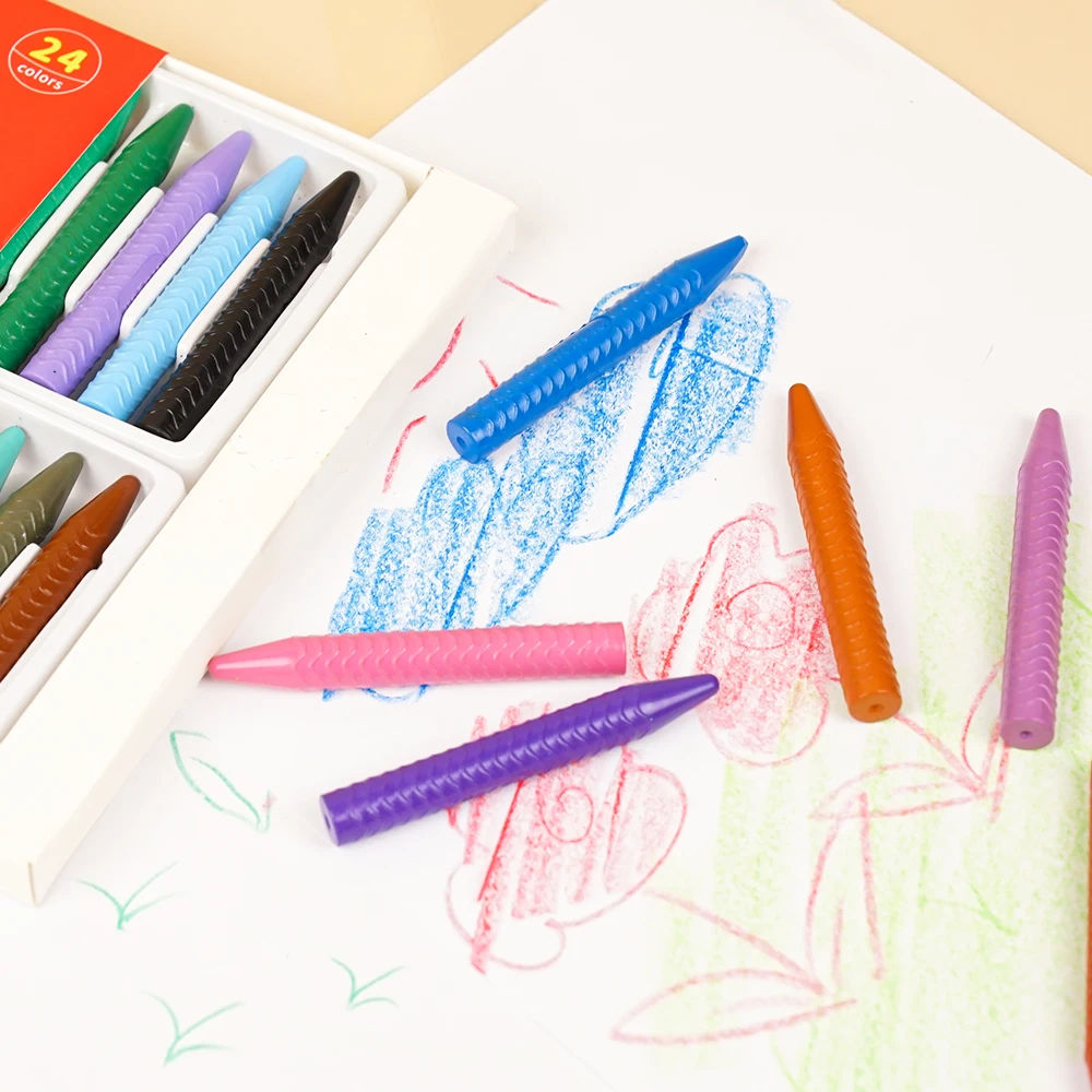Non Toxic 24pcs Color Box Packing Non-Toxic Plastic Crayon with ASTM EN71