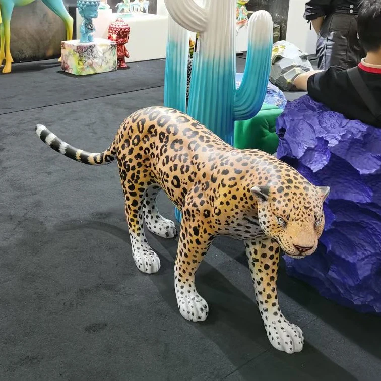 huge wildlife sculpture landscape fiberglass reinforced painted fiberglass tiger sculpture