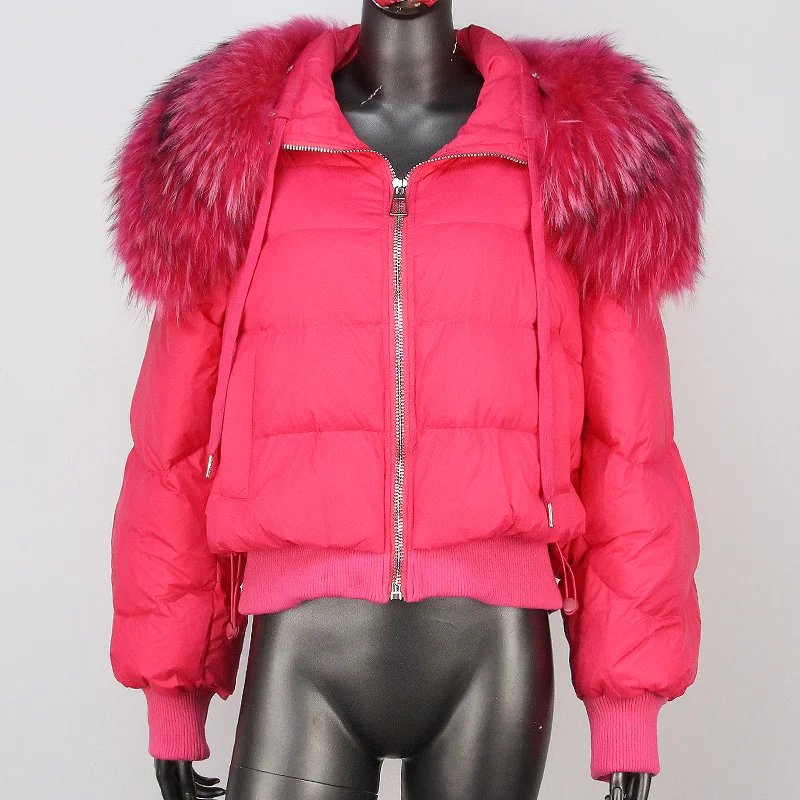 2024  new winter women jacket short big fur collar duck down jacket casual loose lightweight warm fur down jacket for women i