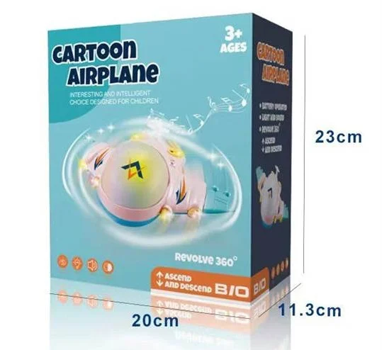 Kids electric play toy battery operated airplane toy with light and music 360 degree rotation cartoon aircraft