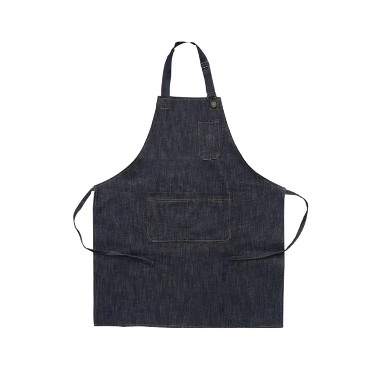YKYS Custom Denim Apron With Leather Strap Canvas Apron Jean