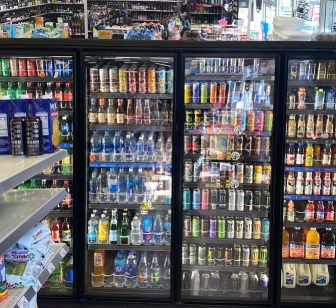 Beer cave entry glass door and display walk in cooler glass doors with shelf