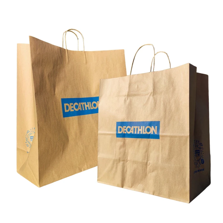 Handle Custom Printed Kraft Paper Bags Recyclable Shopping Clothing Gift Bag Kraft Paper Bag Factory Sale Sona Package Accept